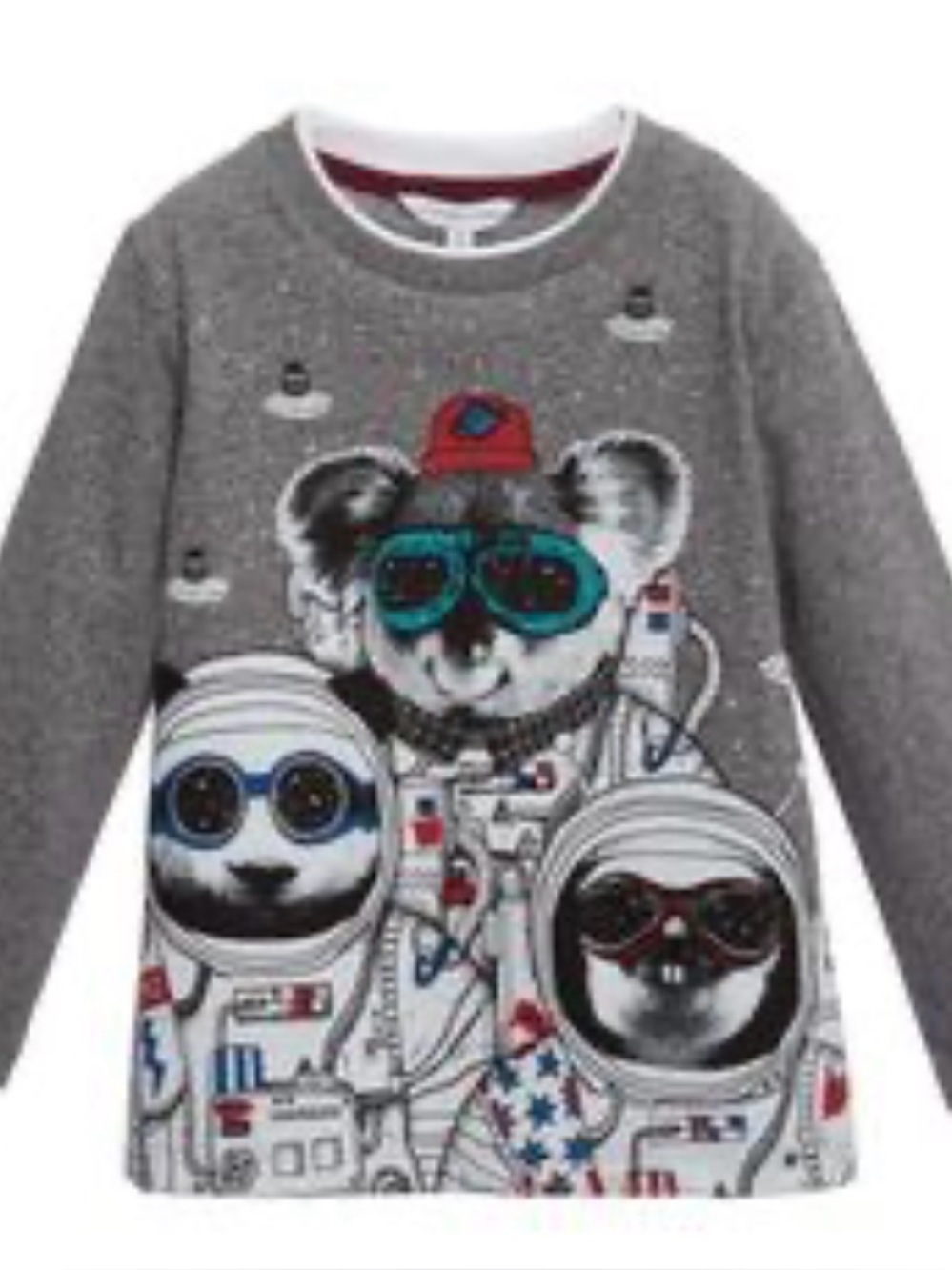 Little Marc JACOBS Kids Grey Space Animal Graphic Long-Sleeve Top